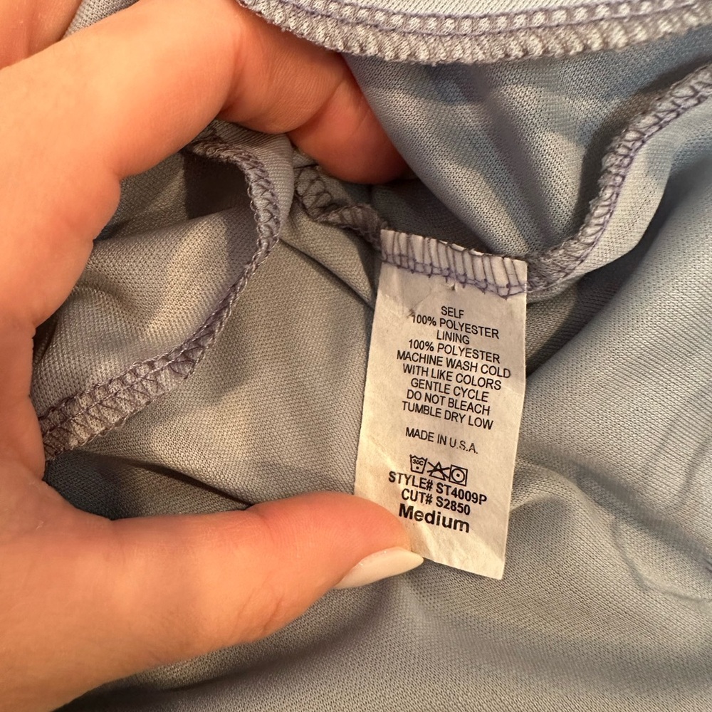 Sage brand Baby Blue satin high waisted belted shorts. Size medium. - Picture 5 of 6